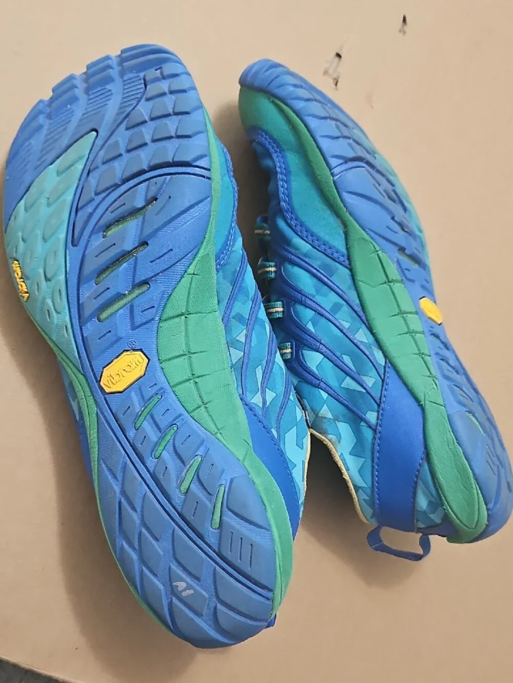 Merrell Apollo Performance Footwear Blue and Green Lightweight Trail Shoes.